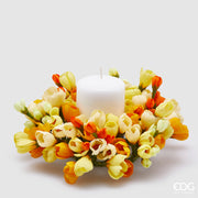 EDG Enzo De Gasperi Bougeoir Couronne Crocus-Mix D 21 Cm Int. 8 cm jaune orange