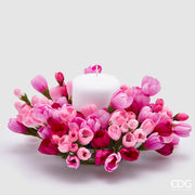 EDG Enzo De Gasperi Bougeoir Couronne Crocus-Mix D 21 Cm Int. 8 cm rose