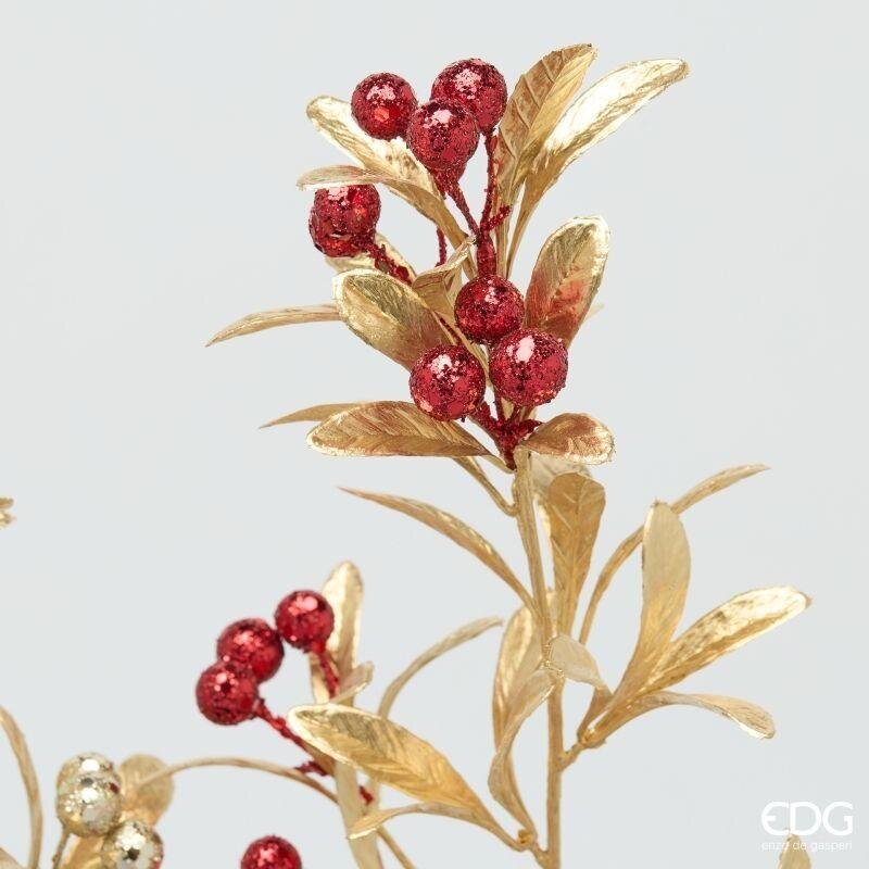 EDG Enzo De Gasperi Ramo Bacche con Foglie Red Gold H75 cm – 1 Pezzo Assortito Décoration de Noël