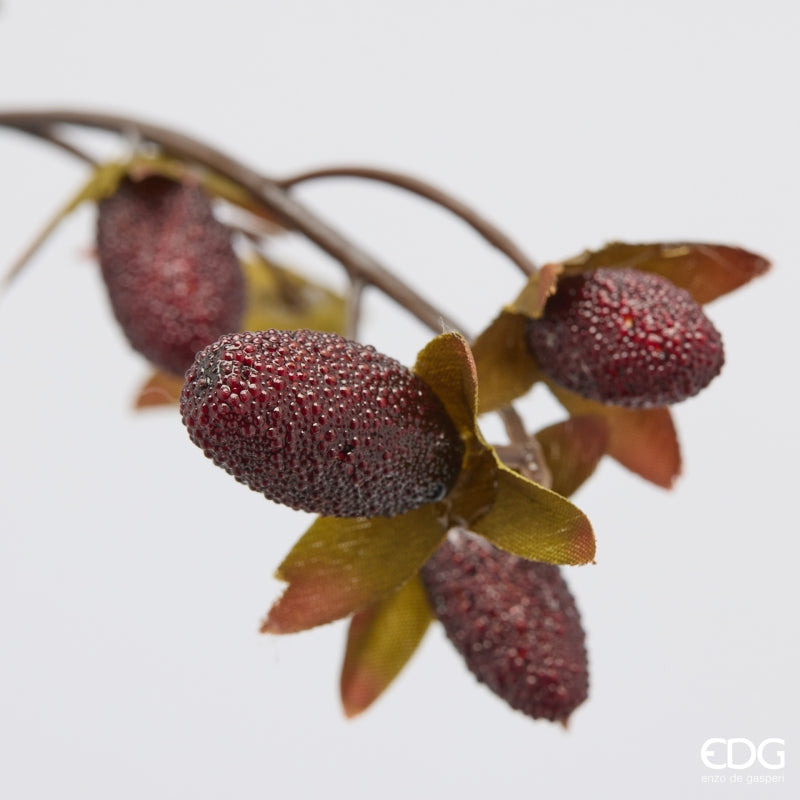 EDG Enzo De Gasperi Ramo Rosa Canina Burgundy H120 cm – Fiore Artificiale Decorativo