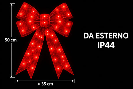 Bonturi Casa Fiocco Rosso Led Natale 50 cm 84 LED IP 44