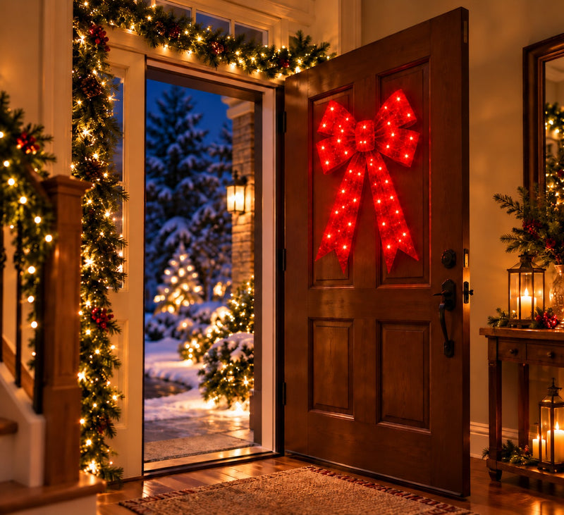 Bonturi Casa Fiocco Rosso Led Natale 76 cm  112 LED Ip 44