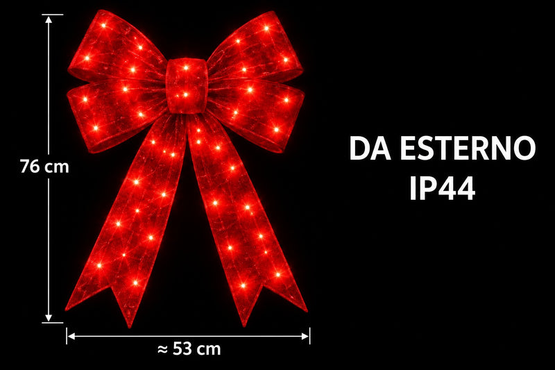 Bonturi Casa Fiocco Rosso Led Natale 76 cm  112 LED Ip 44