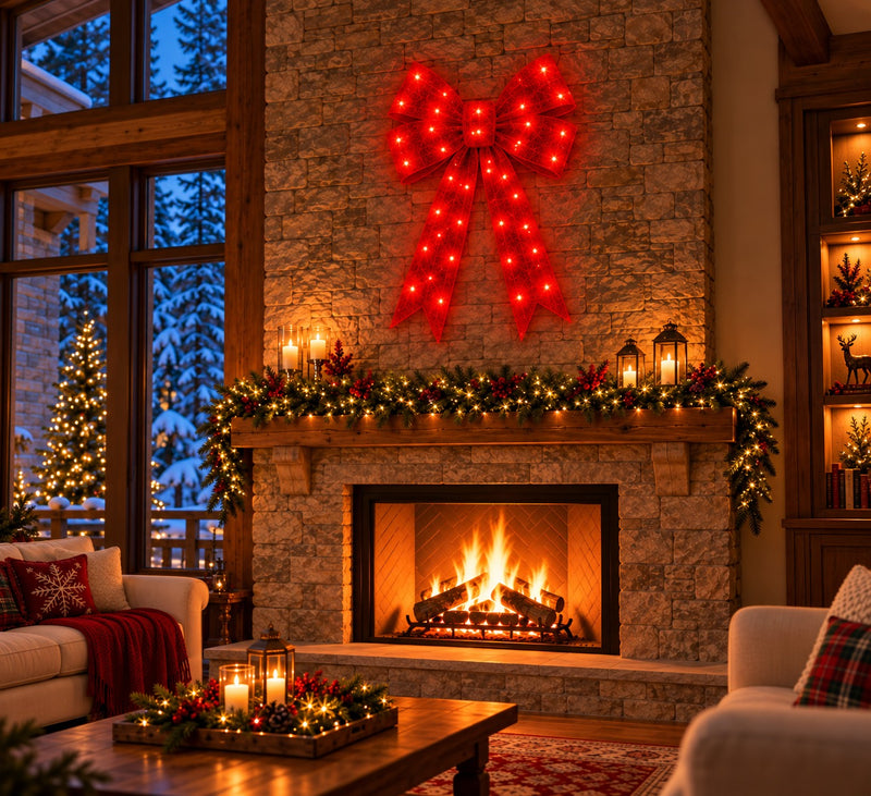 Bonturi Casa Fiocco Rosso Led Natale 120cm 168 LED ip 44
