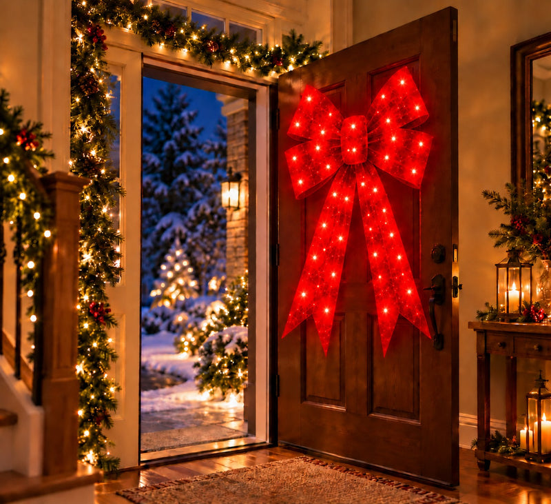 Bonturi Casa Fiocco Rosso Led Natale 120cm 168 LED ip 44