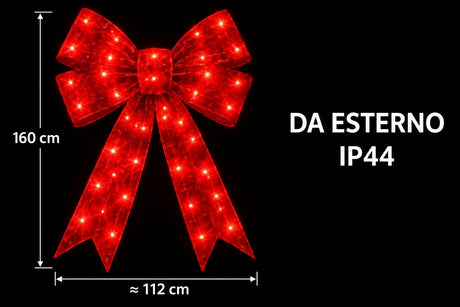 Bonturi Casa Fiocco Rosso Led Natale 160cm 216 LED IP 44