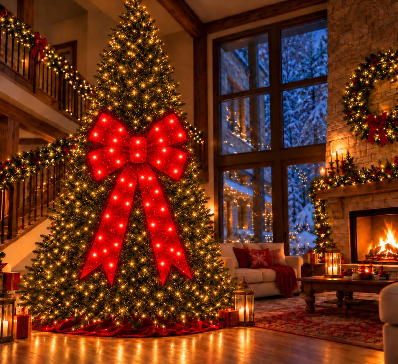 Bonturi Casa Fiocco Rosso Led Natale 160cm 216 LED IP 44