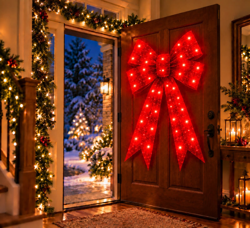 Bonturi Casa Fiocco Rosso Led Natale 160cm 216 LED IP 44