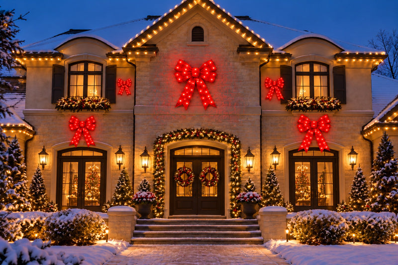 Bonturi Casa Fiocco Rosso Led Natale 160cm 216 LED IP 44