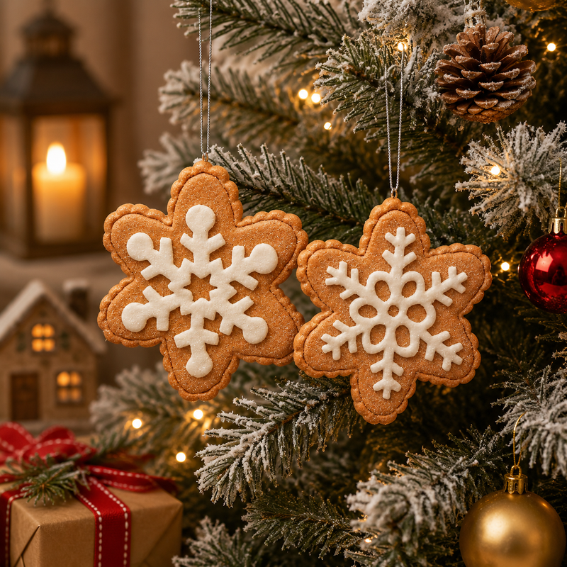 EDG Enzo De Gasperi Décoration de Noël Flocon de Neige Massepain H 12 Cm Assortiment de Noisettes 1 Pc