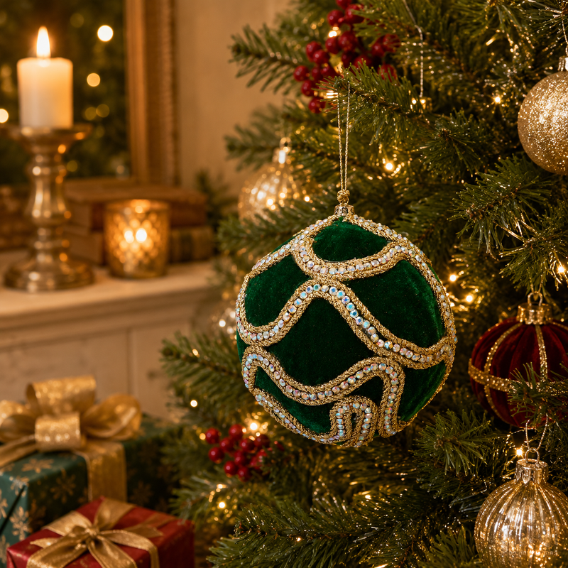 Boule de décoration de Noël EDG Enzo De Gasperi Decogemme D 10 cm Vert Or 1 pièce