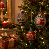 EDG Enzo De Gasperi Boule de Décoration de Noël Toupie Géométries Assorties H 16 Cm Multicolore 1 Pc