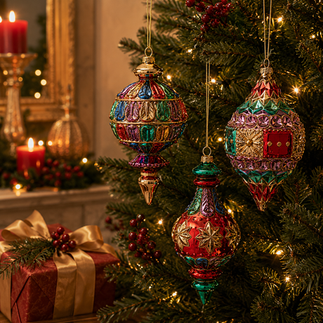 EDG Enzo De Gasperi Boule de Décoration de Noël Toupie Géométries Assorties H 16 Cm Multicolore 1 Pc