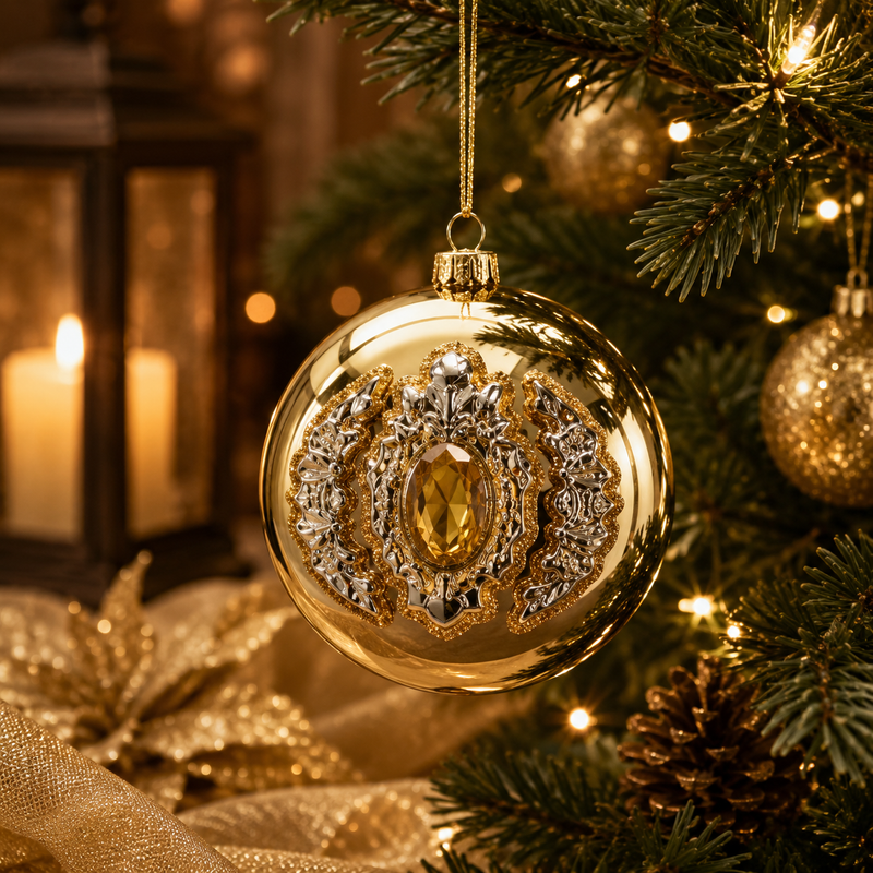 Boule de décoration de Noël EDG Enzo De Gasperi Gems H 12 cm P 10 cm Or