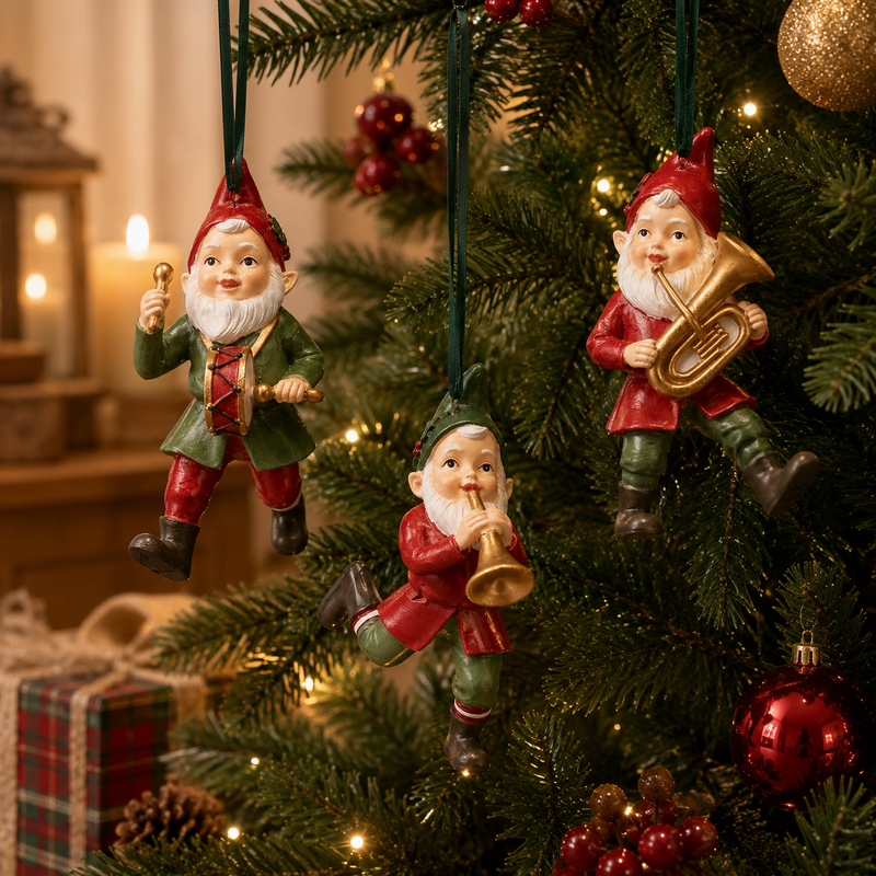 Décoration de Noël EDG Enzo De Gasperi Gnome Ass. H 10 cm Polyrésine Vert Rouge 1 pièce