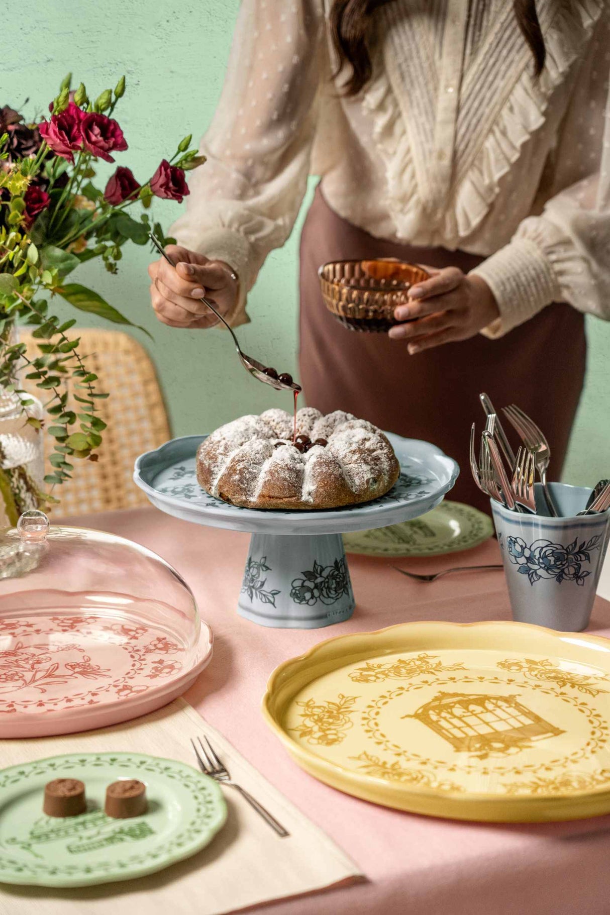 guzzini guzzini contenitore melamina josephine d 30 cm table decor verde polvere ean 8008392398820