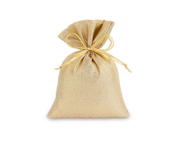 Confetti Holder Gold Lamè Bag 10 x 14 Cm 12 Pcs