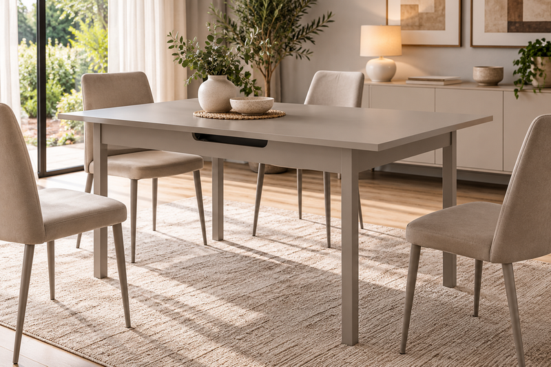 DI.MO Carlton Table extensible taupe 150-190 x 80 x 76 cm – Table de salle à manger moderne