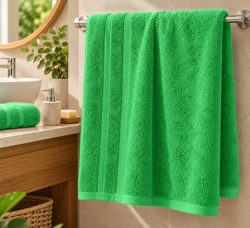 Androni Giocattoli Drap de Douche en Éponge Uni Vert Sauge Foncé – Grande Serviette de Bain Douce et Absorbante