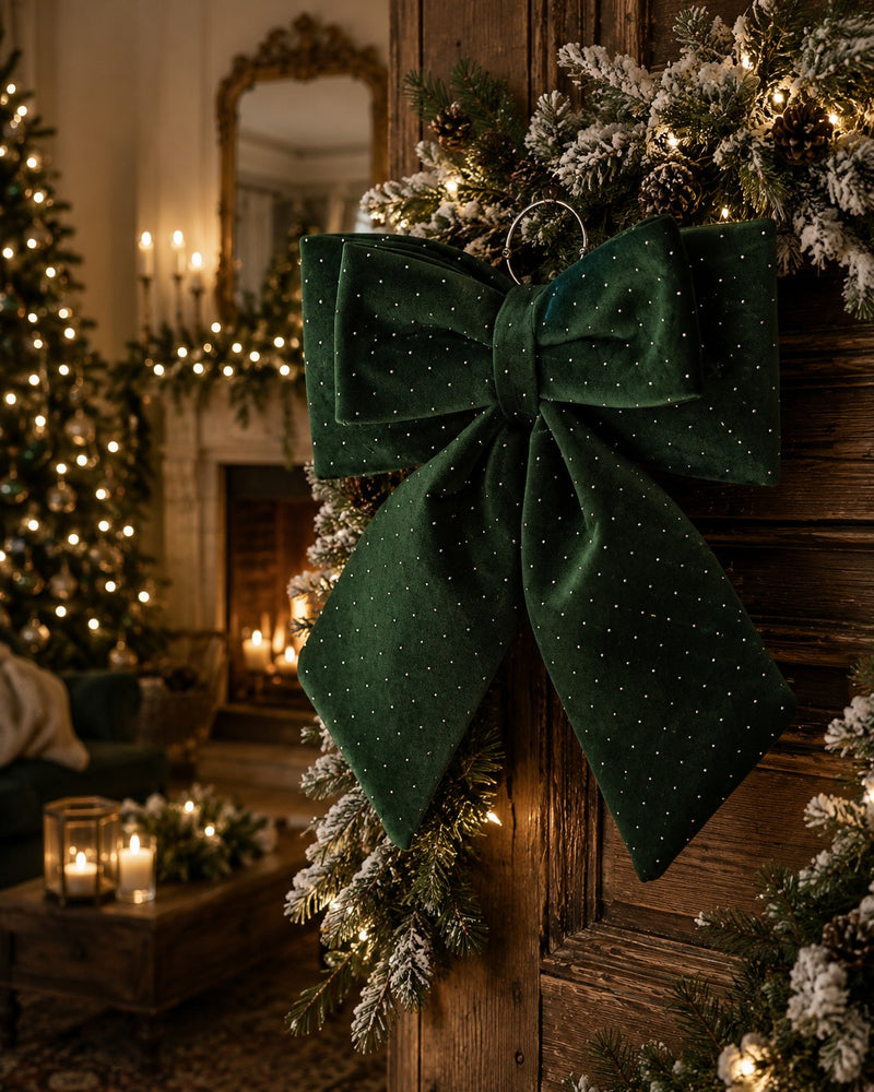 EDG Enzo De Gasperi Fiocco Natalizio con Brillanti H40x30 cm Verde Scuro – Decorazione di Natale