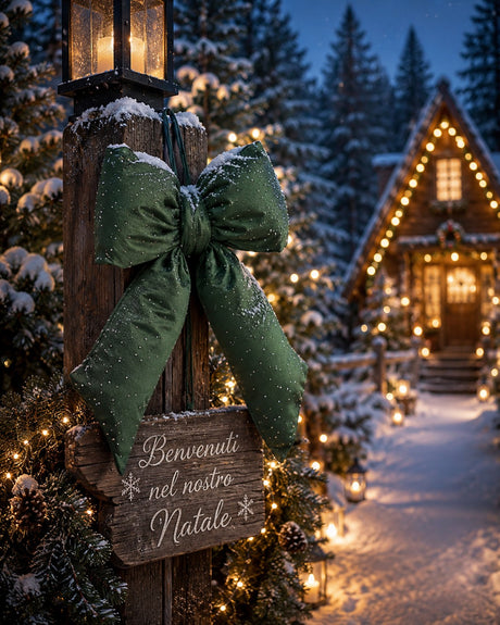 EDG Enzo De Gasperi Nœud de Noël avec Strass H30x20 cm Vert Foncé – Décoration de Noël