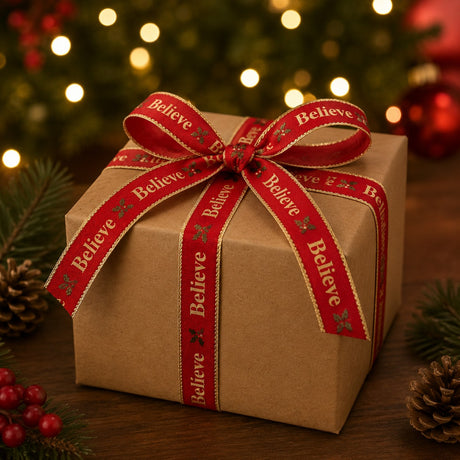 EDG Enzo De Gasperi Set 8 Rubans Merry Christmas H2,5 cm x 3 m Rouge Or – Décorationsde Noël