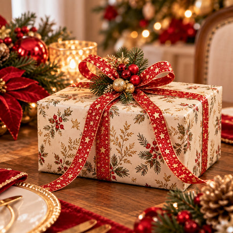 EDG Enzo De Gasperi Nastro Fiocco di Neve Red Gold 1,8 cm x 10 m – Decorazione di Natale