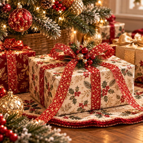 EDG Enzo De Gasperi Nastro Stelle Red Gold 2,2 cm x 10 m – Decorazione di Natale