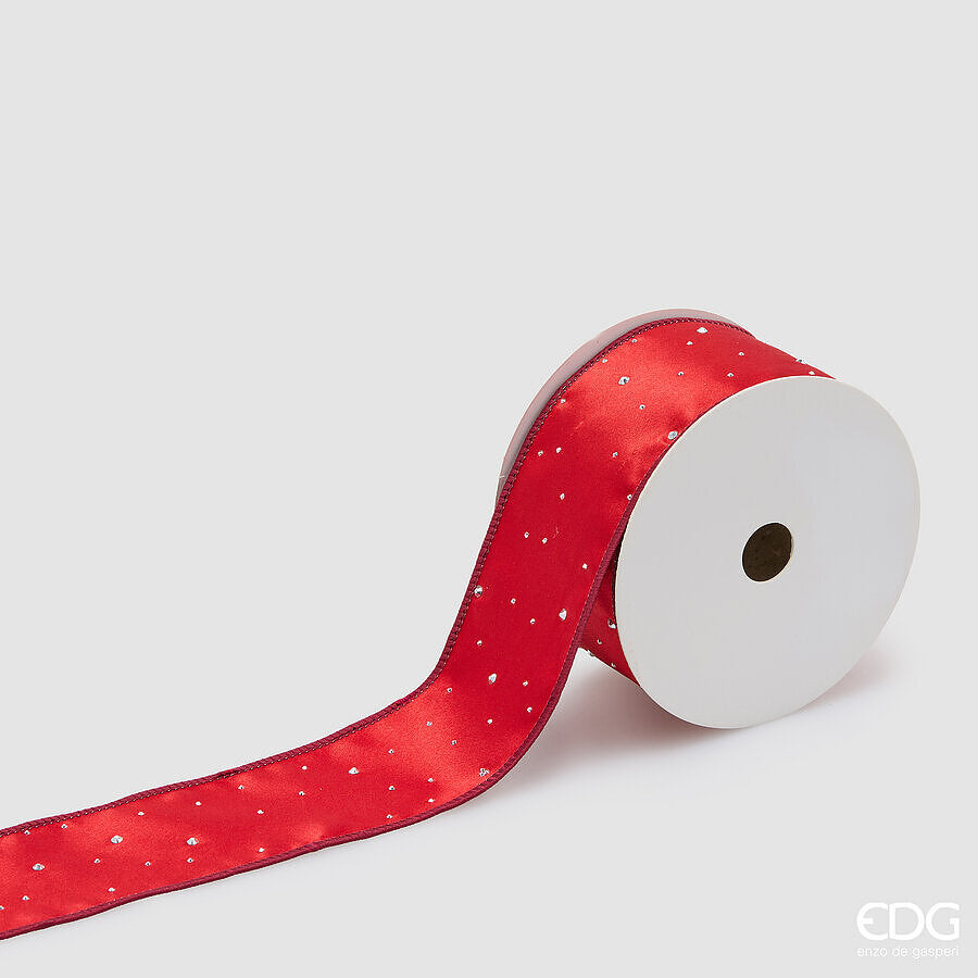 EDG Enzo De Gasperi Nastro Decoglitter Rosso 6,3 cm x 10 m – Decorazione di Natale