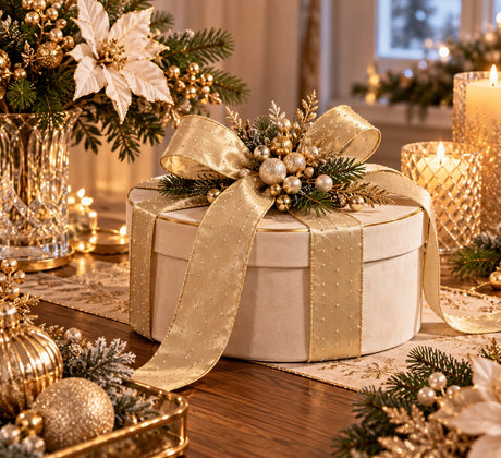EDG Enzo De Gasperi Nastro Decoglitter Champagne 6,3 cm x 10 m – Decorazione di Natale