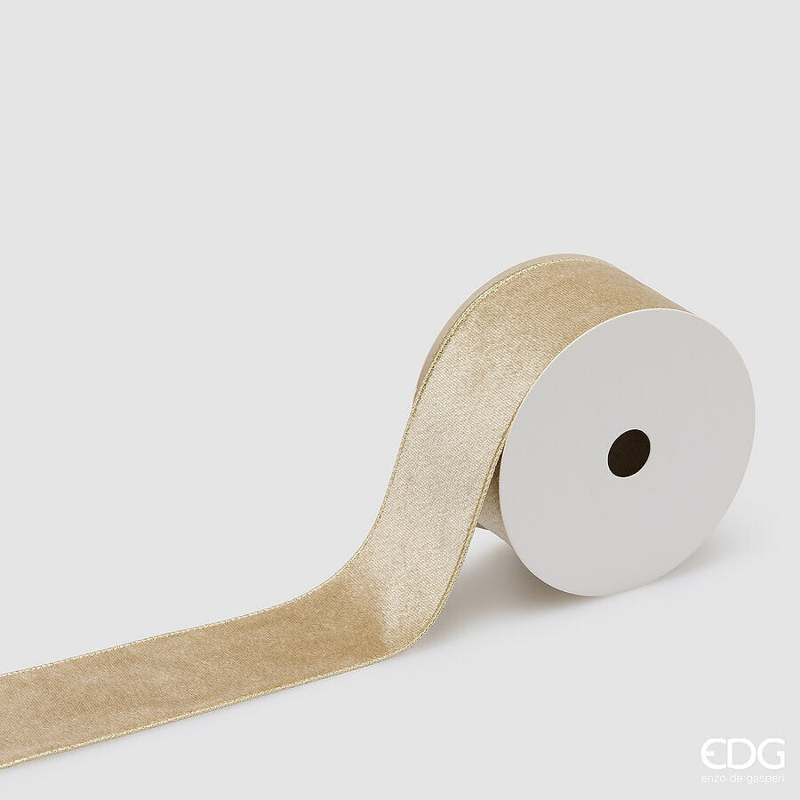 EDG Enzo De Gasperi Nastro in Velluto Sand 6,3 cm x 10 m – Decorazione di Natale