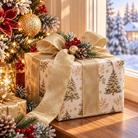 EDG Enzo De Gasperi Nastro in Velluto Sand 8,9 cm x 10 m – Decorazione di Natale