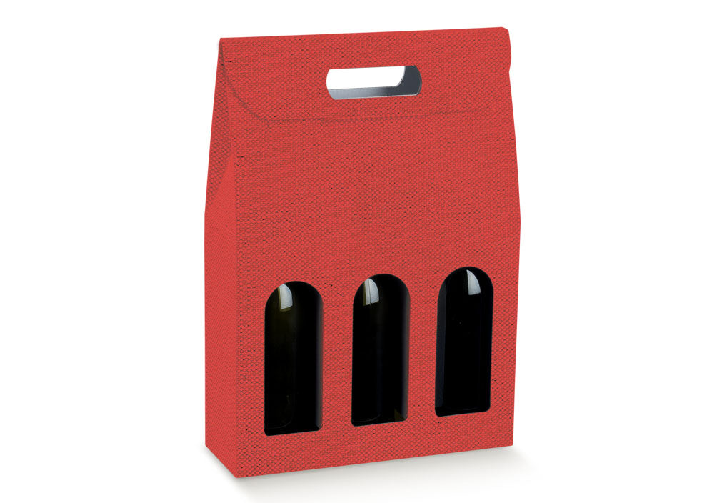Coffret Scotton 3 bouteilles 270 x 90 x 385 mm Lin rouge 5 pièces