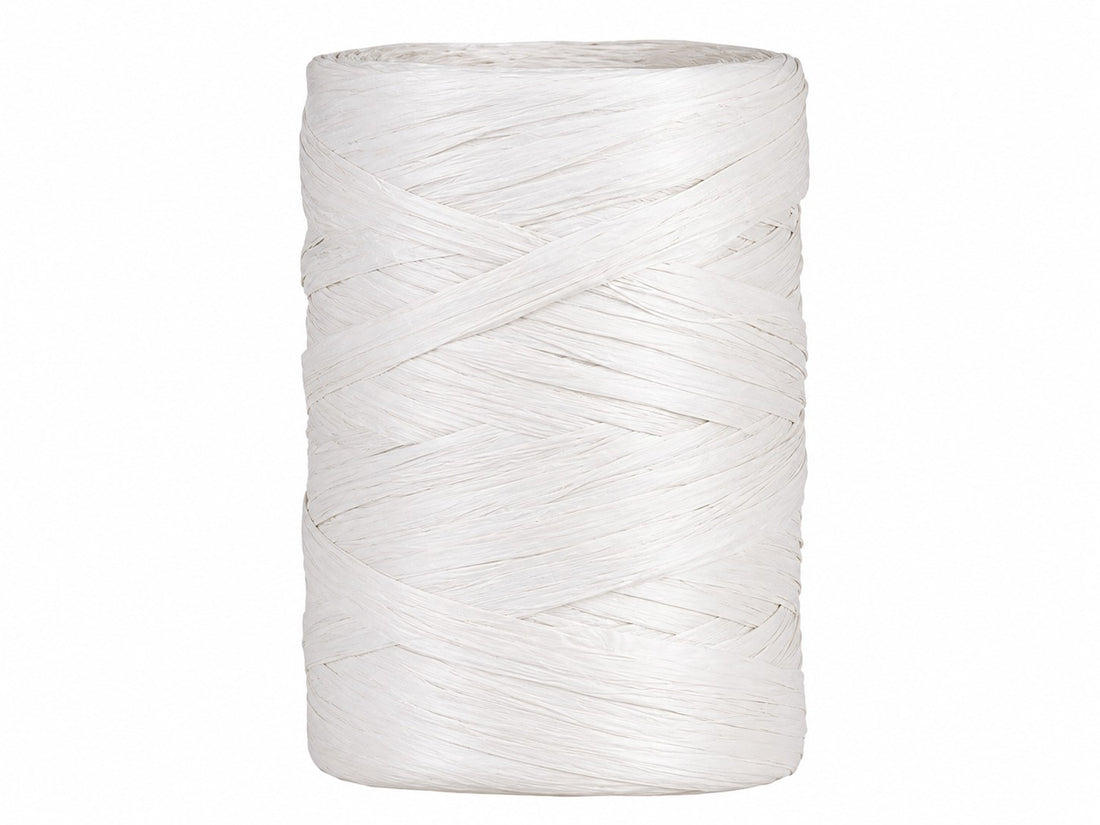 Piovaccari Paper Raphia White 5-8 mm x 100 m – Raphia de Papier Blanc pour Décoration, Nœuds, Emballages Cadeaux et Bricolage