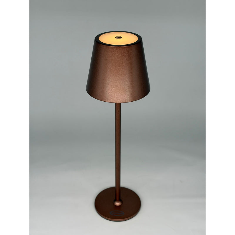 L'Arcolaio Lampe LED Tactile Rechargeable H 38 Cm 10 x 10 Cm IP54 Ronde Pro Marron Bronzé