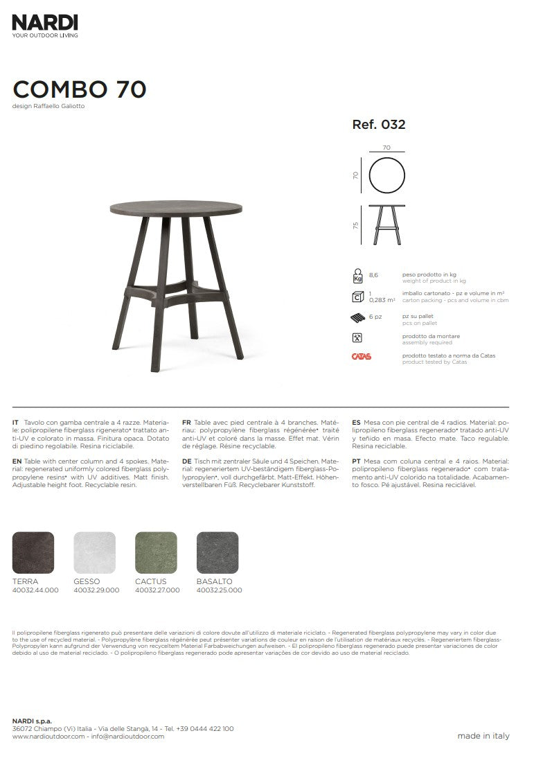 nardi nardi tavolo combo 70 gesso