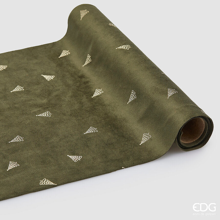 EDG Enzo De Gasperi Tissu Décoratif Pino Olive Rouleau 35x200 cm – Décoration de Noël