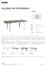 nardi nardi tavolo alloro 140 extensible 140 210 x 100 cm h 73 cm tortora piedini bianco ean 8010352829428