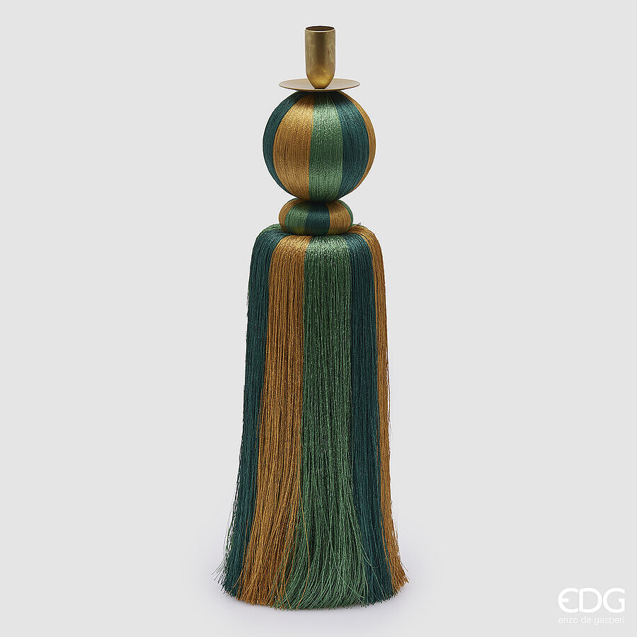 Bougeoir à pampilles de Noël EDG Enzo De Gasperi H 45 cm Vert Or