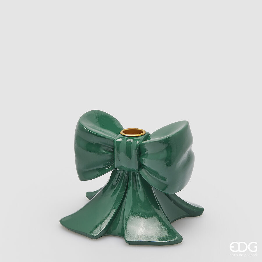 Christmas Bow Candle Holder H 11 Cm L 13 Cm L 13 Cm Green