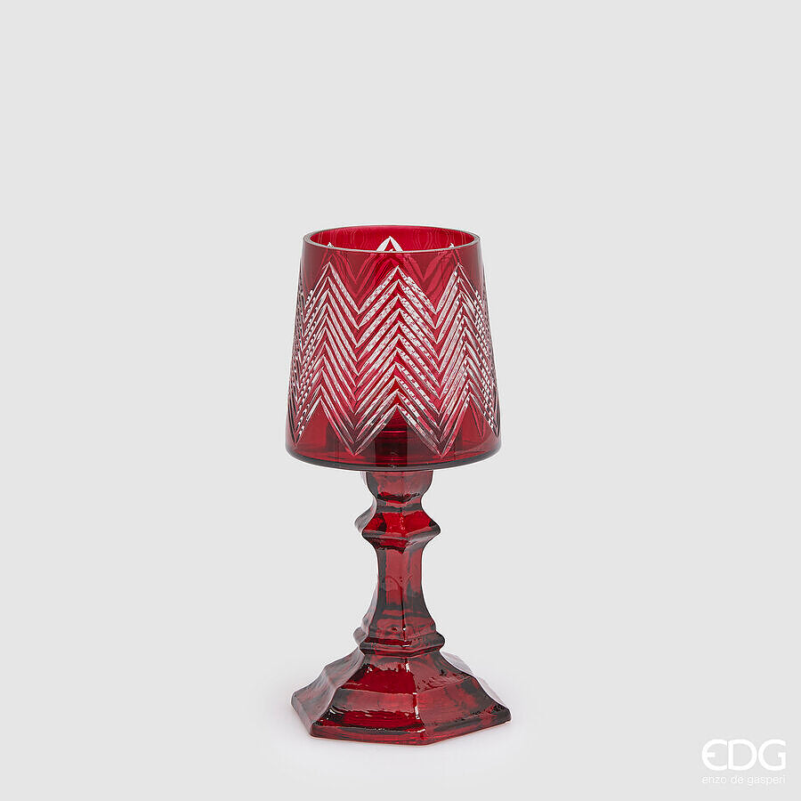 Bougeoir EDG Enzo De Gasperi, abat-jour H 23 cm P 10 cm Rouge