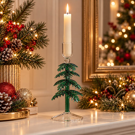 EDG Enzo De Gasperi Portacandela Pino Verde H23 Ø8 cm – Decorazione di Natale