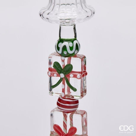 EDG Enzo De Gasperi Photophore Pacchi Green Pink H18,5 Ø7,5 cm – Décoration de Noël
