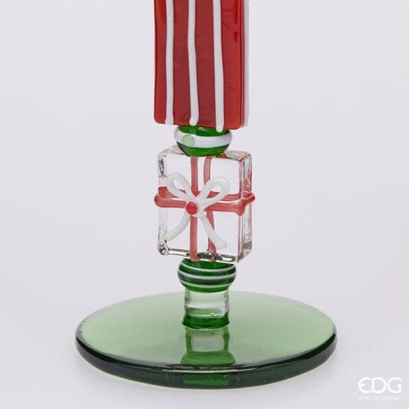 EDG Enzo De Gasperi Portabougie Pacchi Green Red H22 Ø7,5 cm – Décoration de Noël