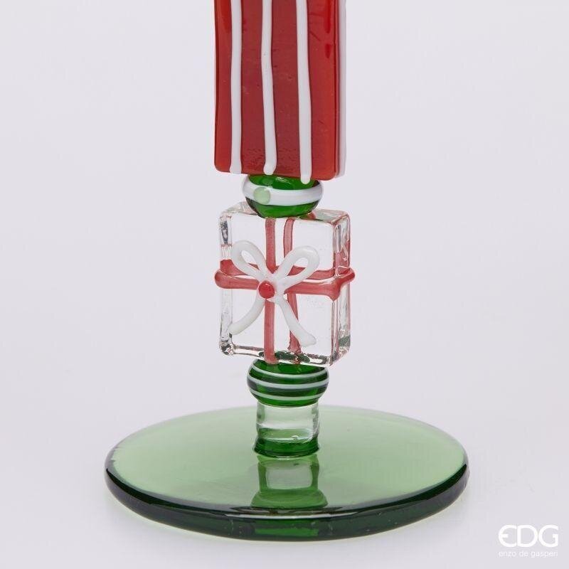 EDG Enzo De Gasperi Portabougie Pacchi Green Red H22 Ø7,5 cm – Décoration de Noël
