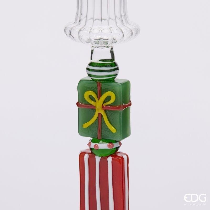 EDG Enzo De Gasperi Portabougie Pacchi Green Red H22 Ø7,5 cm – Décoration de Noël