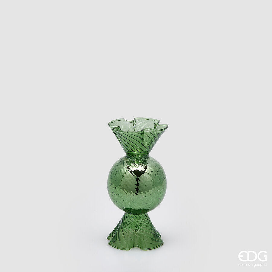 EDG Enzo De Gasperi Bougeoir Caramella Vert H16 Ø8 cm – Décoration de Noël