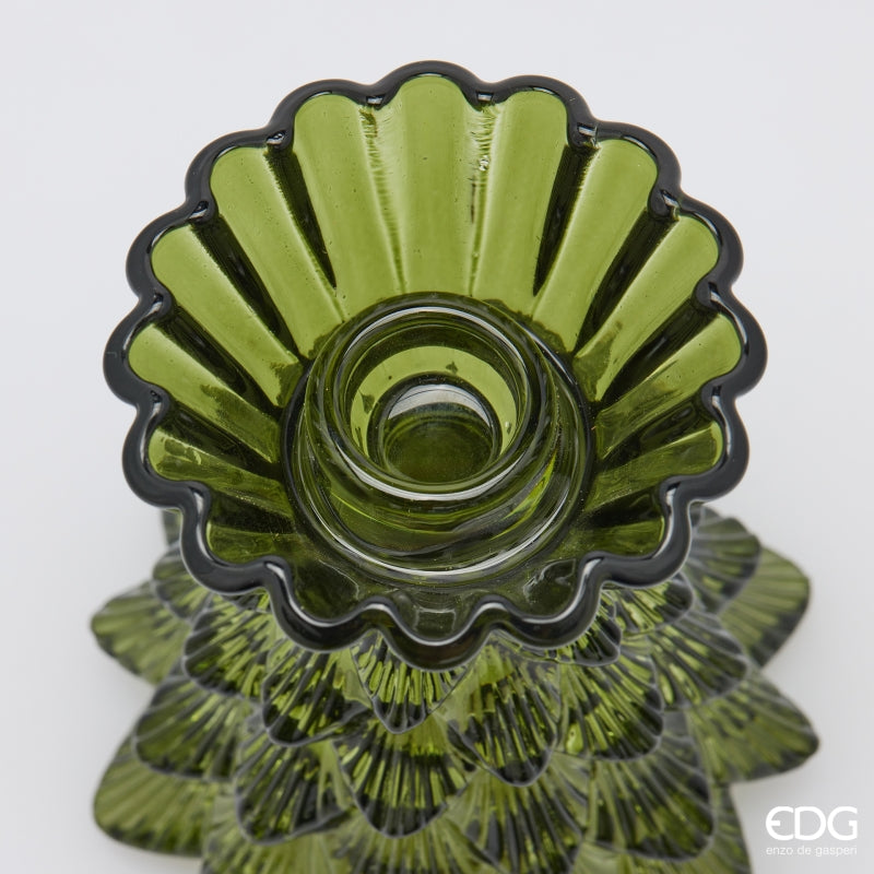 EDG Enzo De Gasperi Photophore Pino Dark Green H14 Ø12 cm – Décoration de Noël