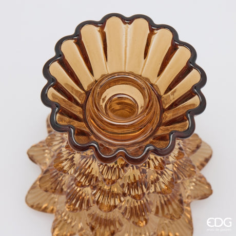 EDG Enzo De Gasperi Portabougie Sapin en Verre H14 Ø12 cm Marron – Décoration de Noël