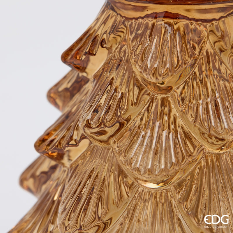 EDG Enzo De Gasperi Portacandela Pino in Vetro H14 Ø12 cm Marrone – Decorazione Natalizia